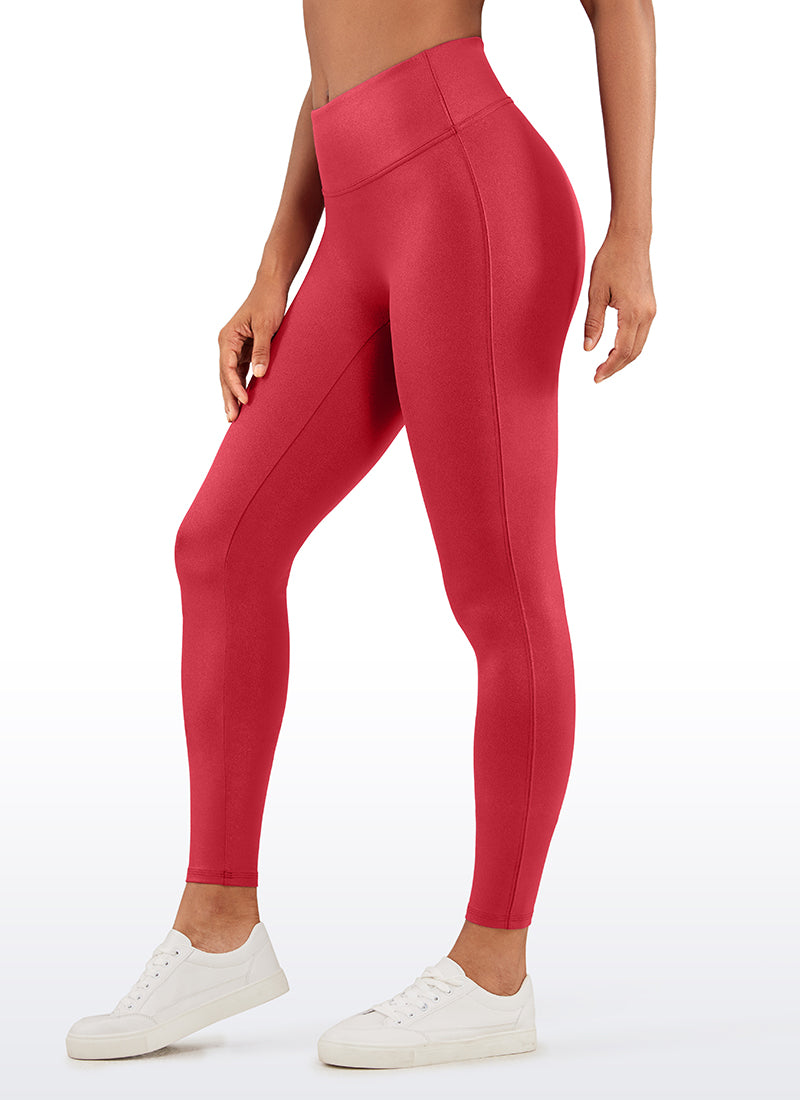CRZ YOGA – damskie legginsy z matowej sztucznej skóry Butterluxe bez przedniego szwu, długość 26,5”, kolor rubinowo-czerwony, klasyczny wzór