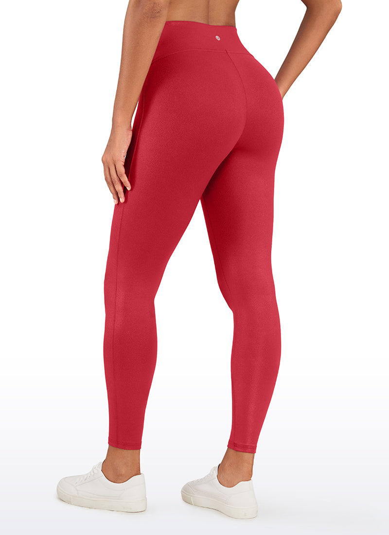 CRZ YOGA – damskie legginsy z matowej sztucznej skóry Butterluxe bez przedniego szwu, długość 26,5”, kolor rubinowo-czerwony, klasyczny wzór