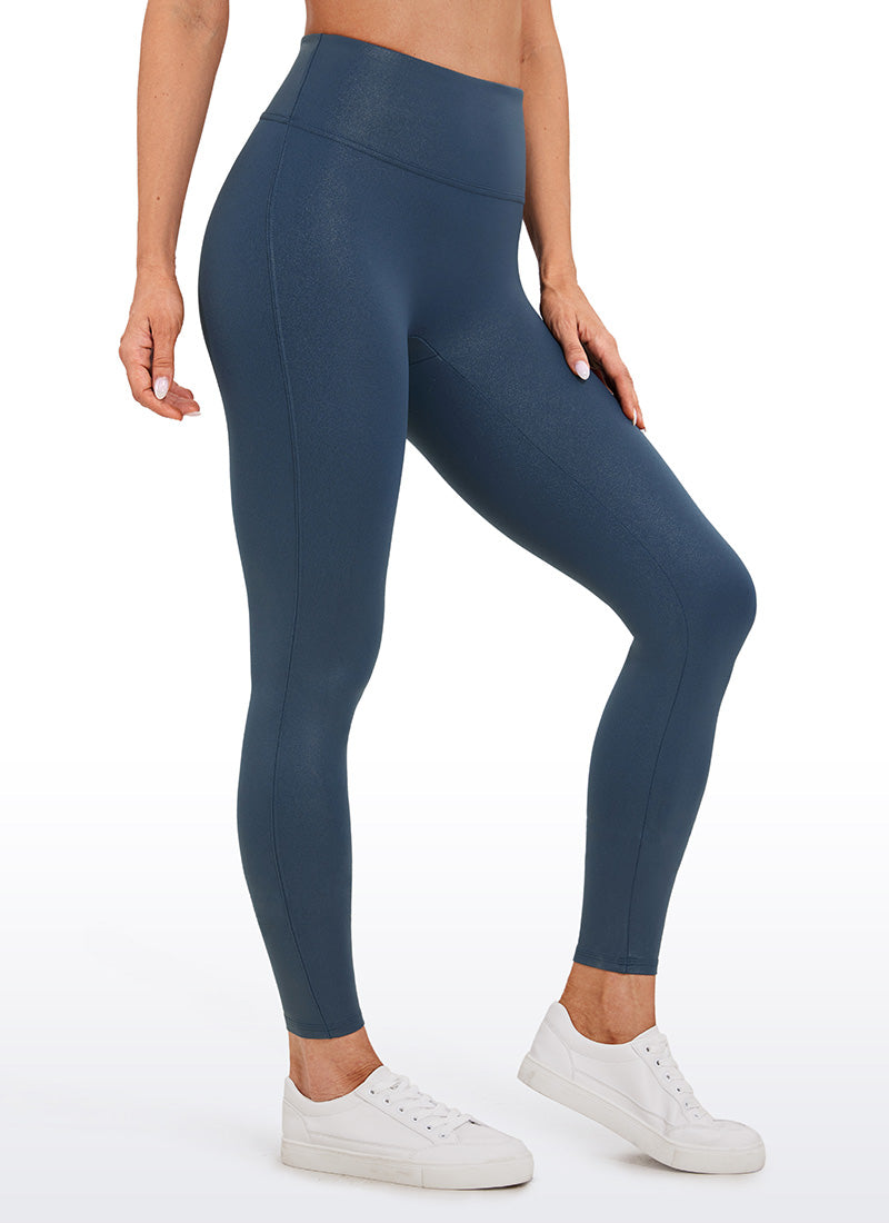 CRZ YOGA – damskie legginsy z matowej sztucznej skóry Butterluxe bez przedniego szwu, długość 26,5'' – kolor FRENCH NAVY, klasyczny wzór