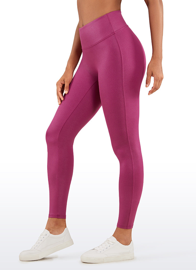 CRZ YOGA – damskie legginsy z matowej sztucznej skóry Butterluxe bez przedniego szwu, długość 26,5'' – kolor magenta-fioletowy, klasyczny wzór