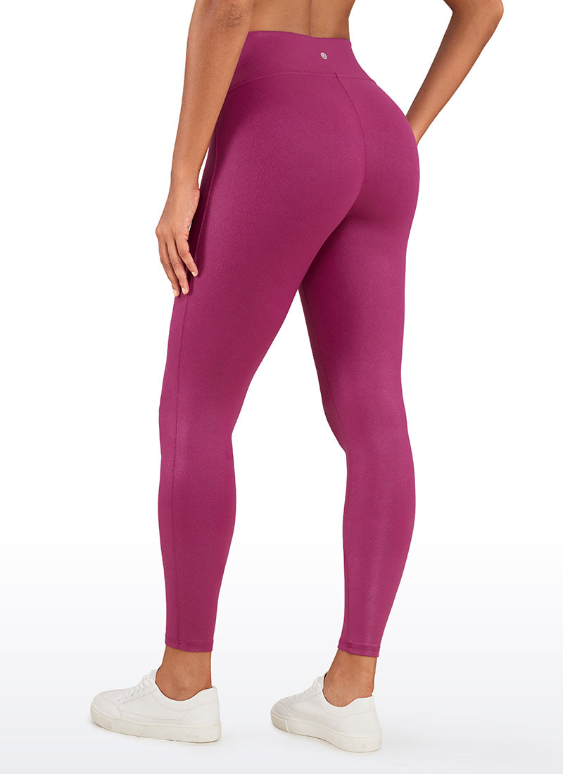 CRZ YOGA – damskie legginsy z matowej sztucznej skóry Butterluxe bez przedniego szwu, długość 26,5'' – kolor magenta-fioletowy, klasyczny wzór