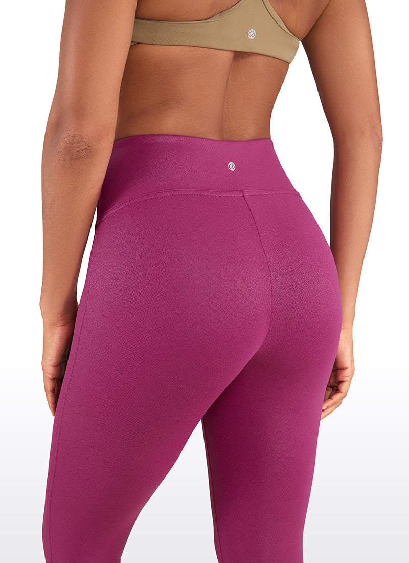 CRZ YOGA – damskie legginsy z matowej sztucznej skóry Butterluxe bez przedniego szwu, długość 26,5'' – kolor magenta-fioletowy, klasyczny wzór