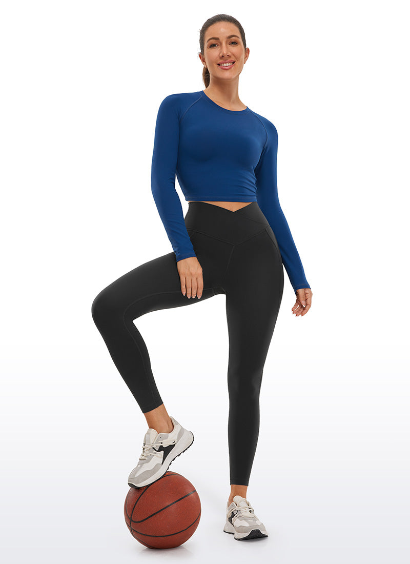 CRZ YOGA Butterluxe Dames Legging met Overwikkelde Taille en Zakken 64 cm