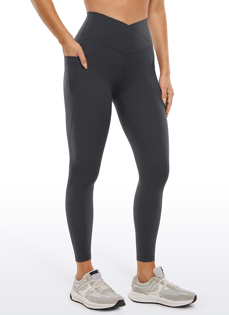 CRZ YOGA Butterluxe Dames Legging met Overwikkelde Taille en Zakken 64 cm