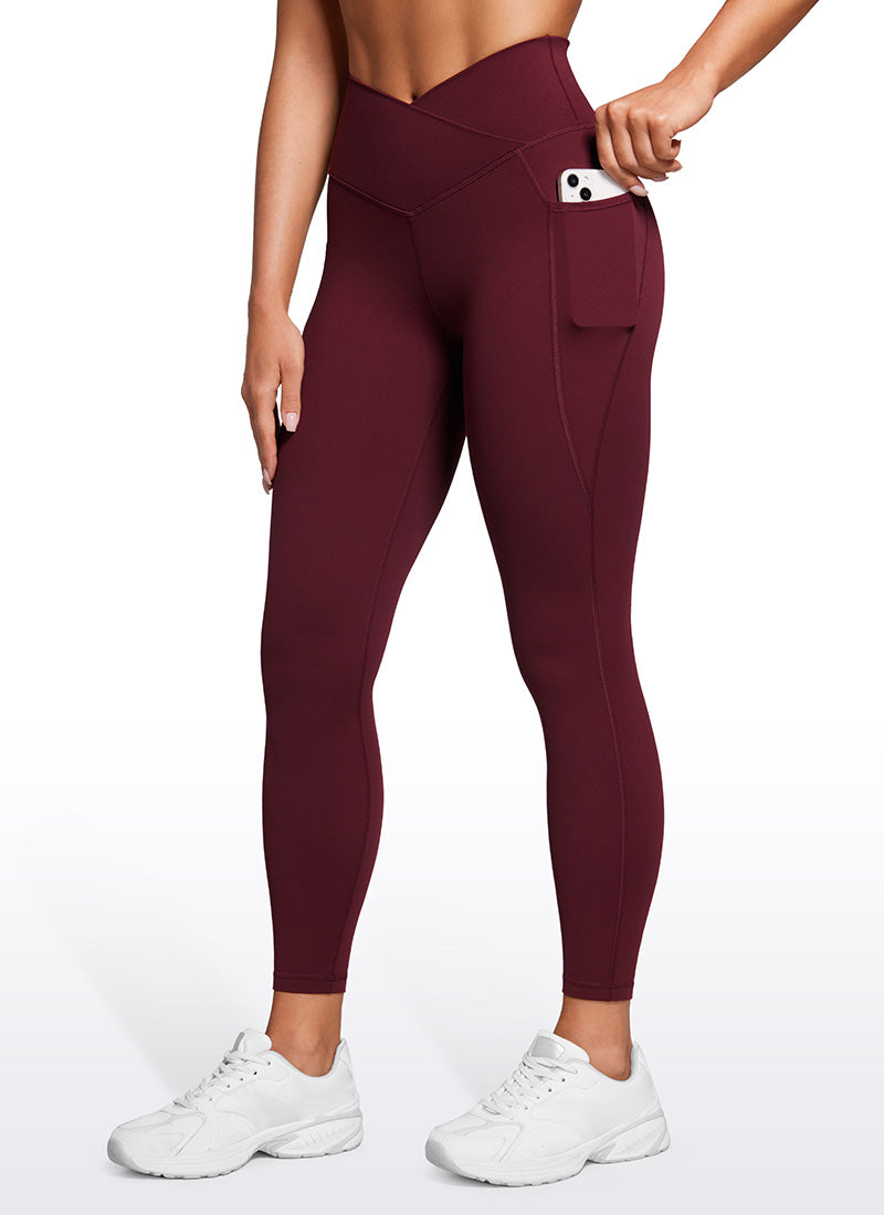 CRZ YOGA Butterluxe Dames Legging met Overwikkelde Taille en Zakken 64 cm