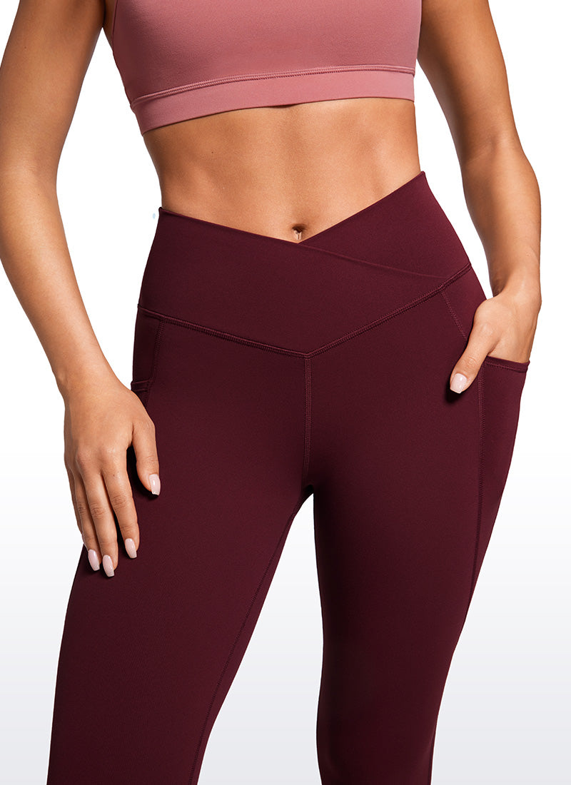 CRZ YOGA Butterluxe Dames Legging met Overwikkelde Taille en Zakken 64 cm