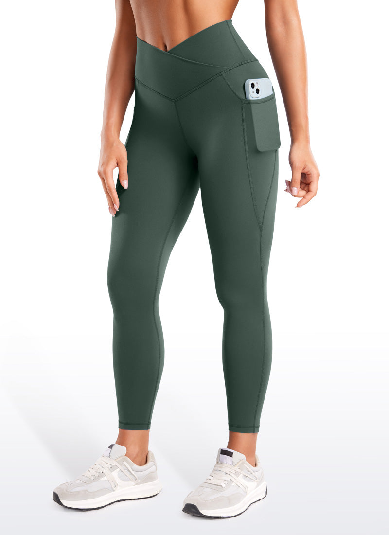 CRZ YOGA Butterluxe Dames Legging met Overwikkelde Taille en Zakken 64 cm