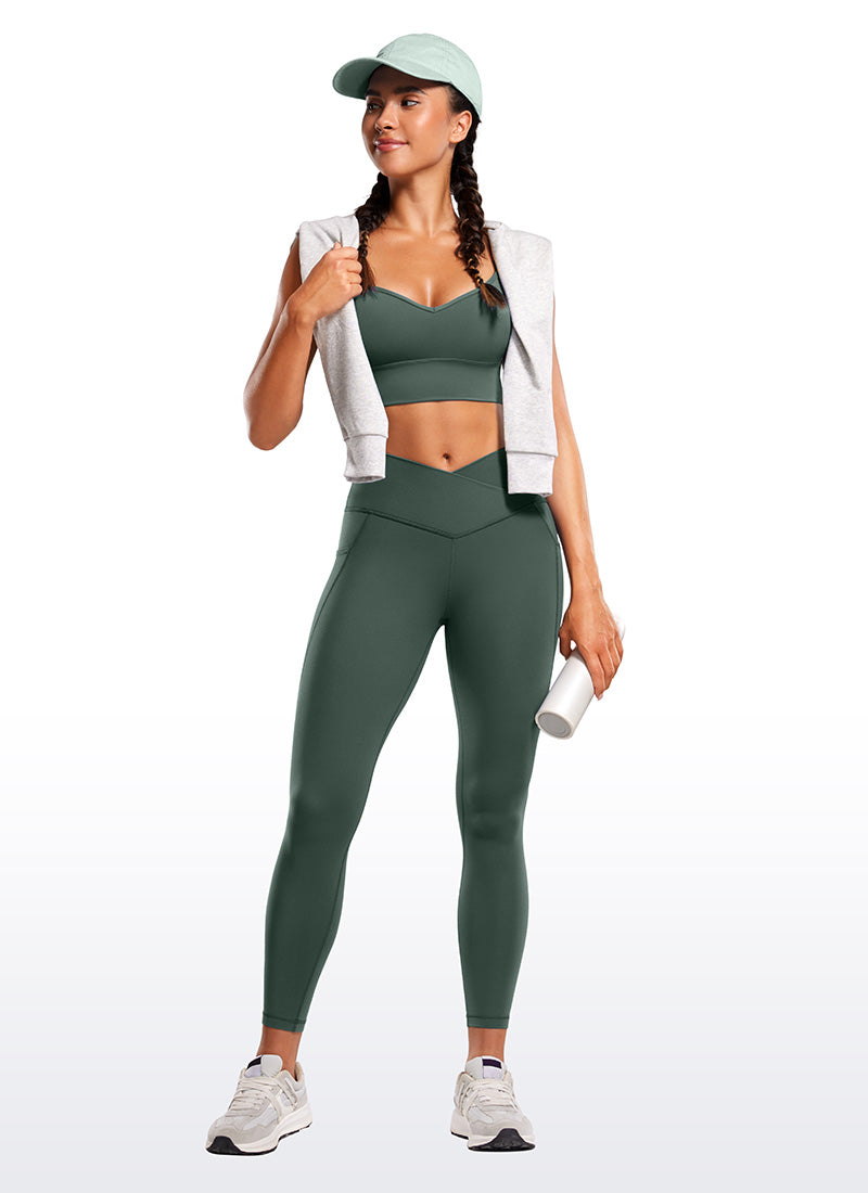 CRZ YOGA Butterluxe Dames Legging met Overwikkelde Taille en Zakken 64 cm