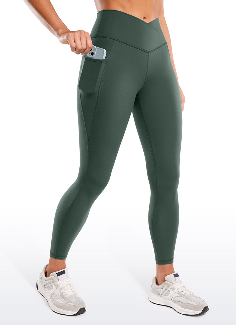 CRZ YOGA Butterluxe Dames Legging met Overwikkelde Taille en Zakken 64 cm