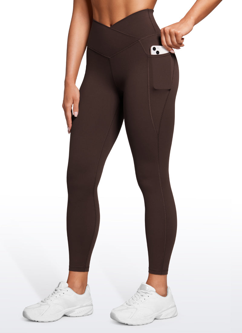 CRZ YOGA Butterluxe Dames Legging met Overwikkelde Taille en Zakken 64 cm