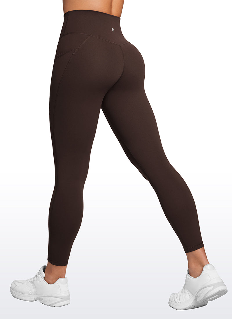 CRZ YOGA Butterluxe Dames Legging met Overwikkelde Taille en Zakken 64 cm