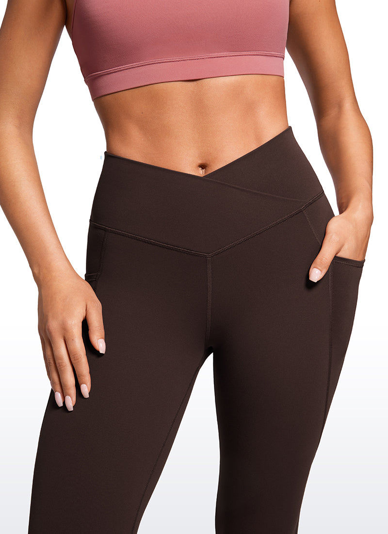 CRZ YOGA Butterluxe Dames Legging met Overwikkelde Taille en Zakken 64 cm