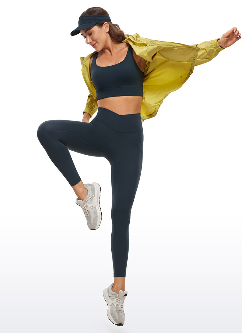 CRZ YOGA Butterluxe Dames Legging met Overwikkelde Taille en Zakken 64 cm