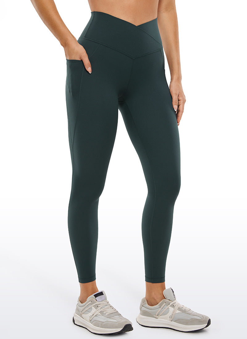CRZ YOGA Butterluxe Dames Legging met Overwikkelde Taille en Zakken 64 cm
