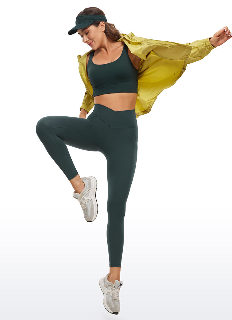 CRZ YOGA Butterluxe Dames Legging met Overwikkelde Taille en Zakken 64 cm