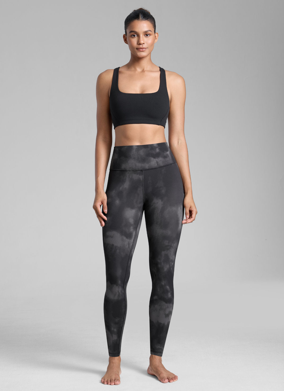 CRZ YOGA Leggings Butterlift da allenamento da donna a vita alta Butterlift , 28'' grigi con motivi floreali tie-dye