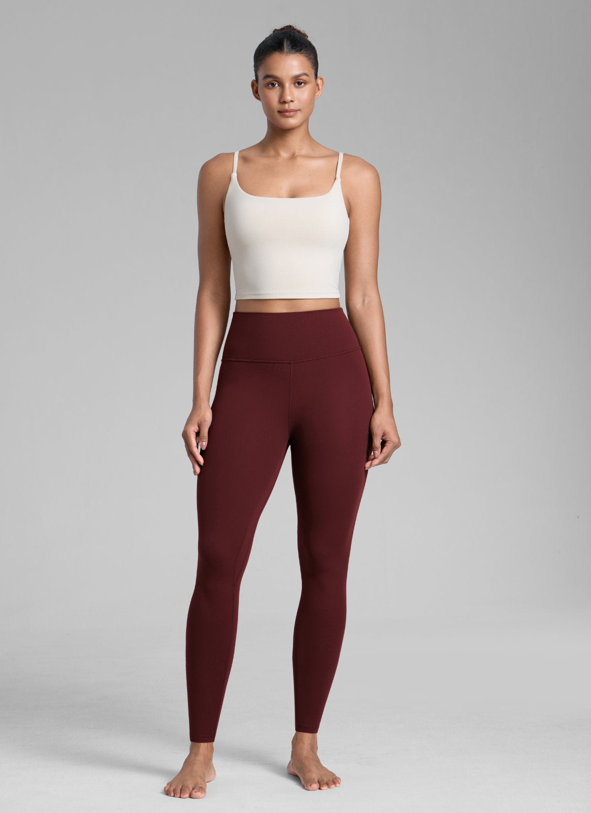 CRZ YOGA Träningsleggings med hög midja och Butterlift för damer 71 cm Red Merlot @model_info:Barbara