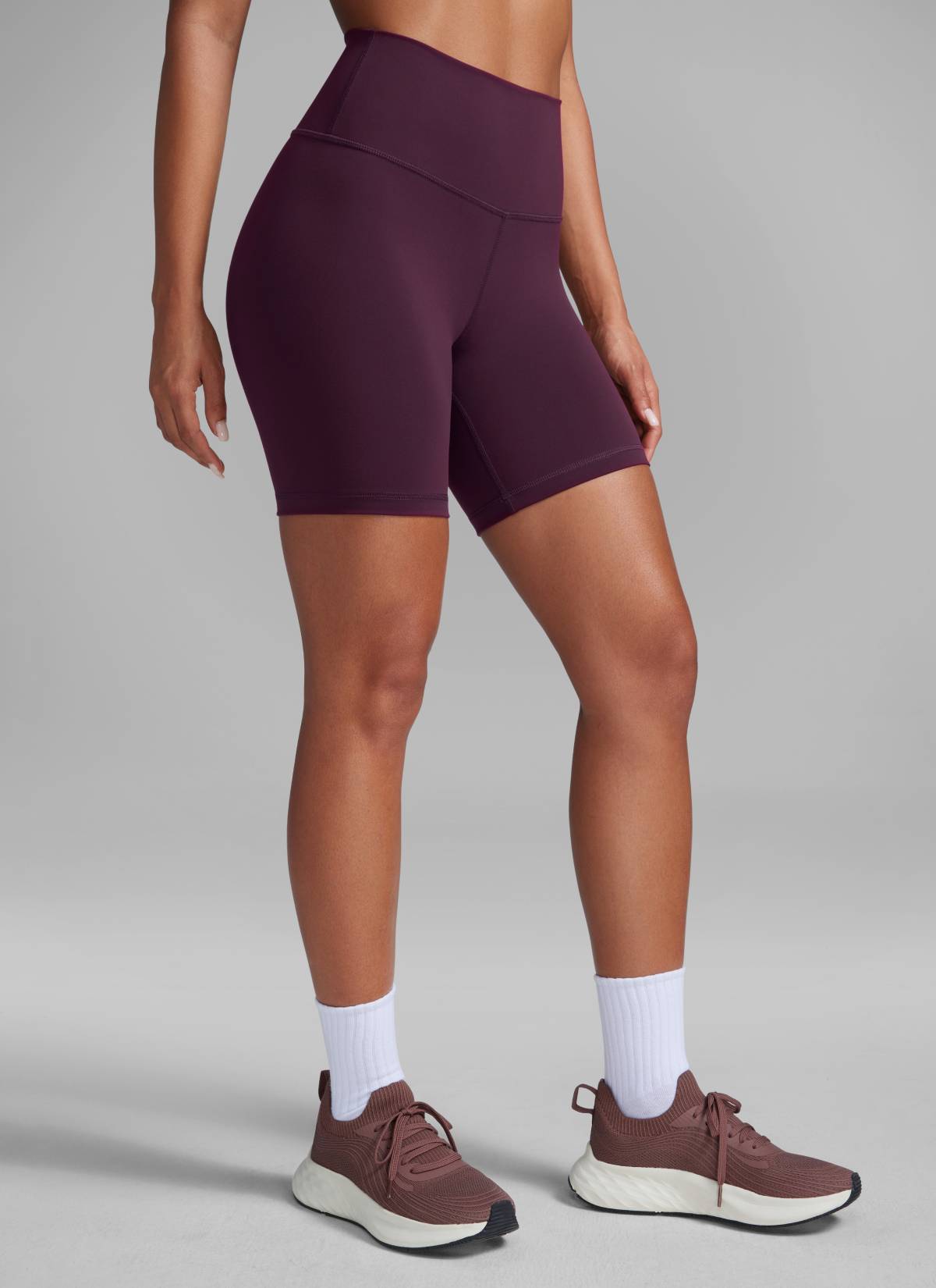 CRZ YOGA Women's Workout High Rise Biker Shorts Butterbreeze Shorts 6'' Deep Purple