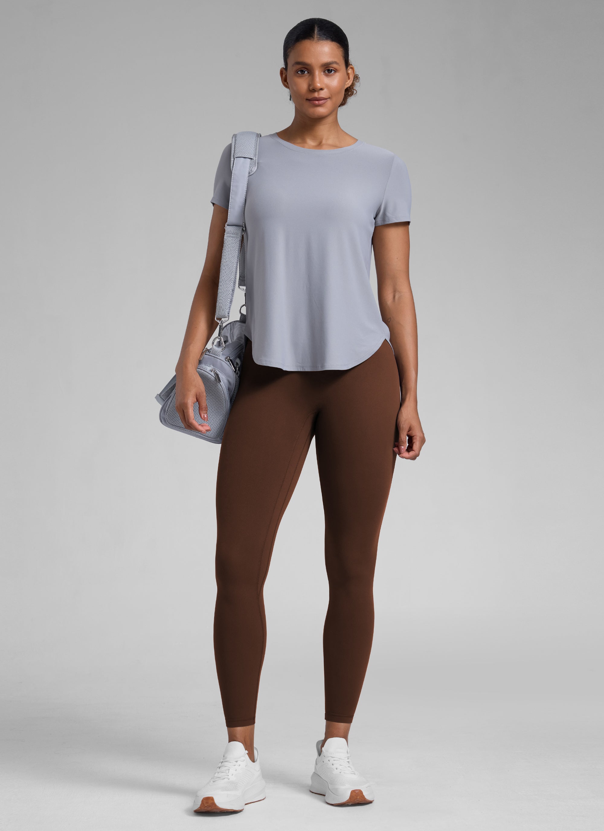 CRZ YOGA Leggings Butterlift da Donna a Vita Alta con Arricciatura sul Retro Senza Cucitura Frontale Lava Brown