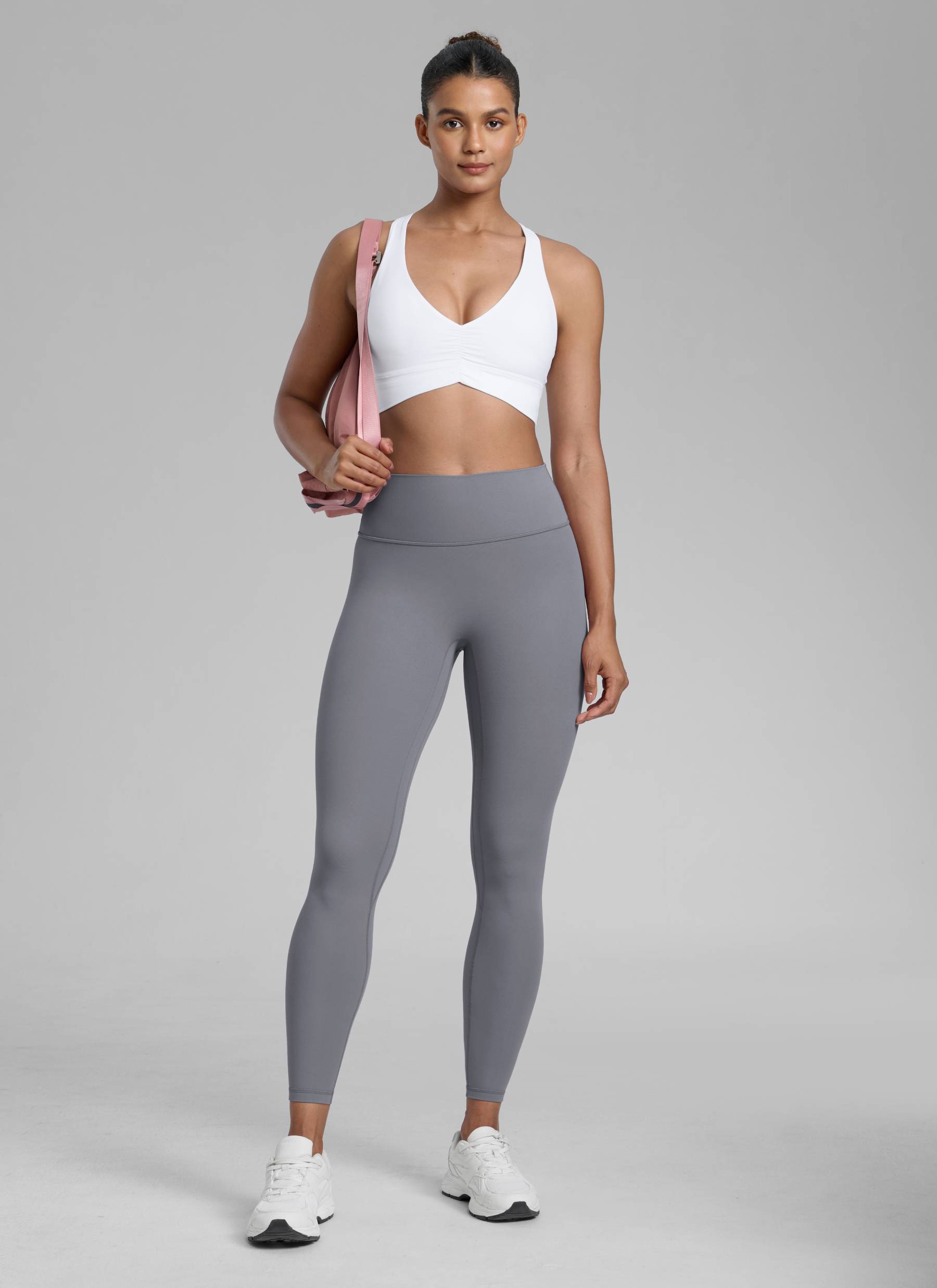 CRZ YOGA Дамски клин с висока талия Butterlift Scrunch Butt Legging без преден шев Solar Grey