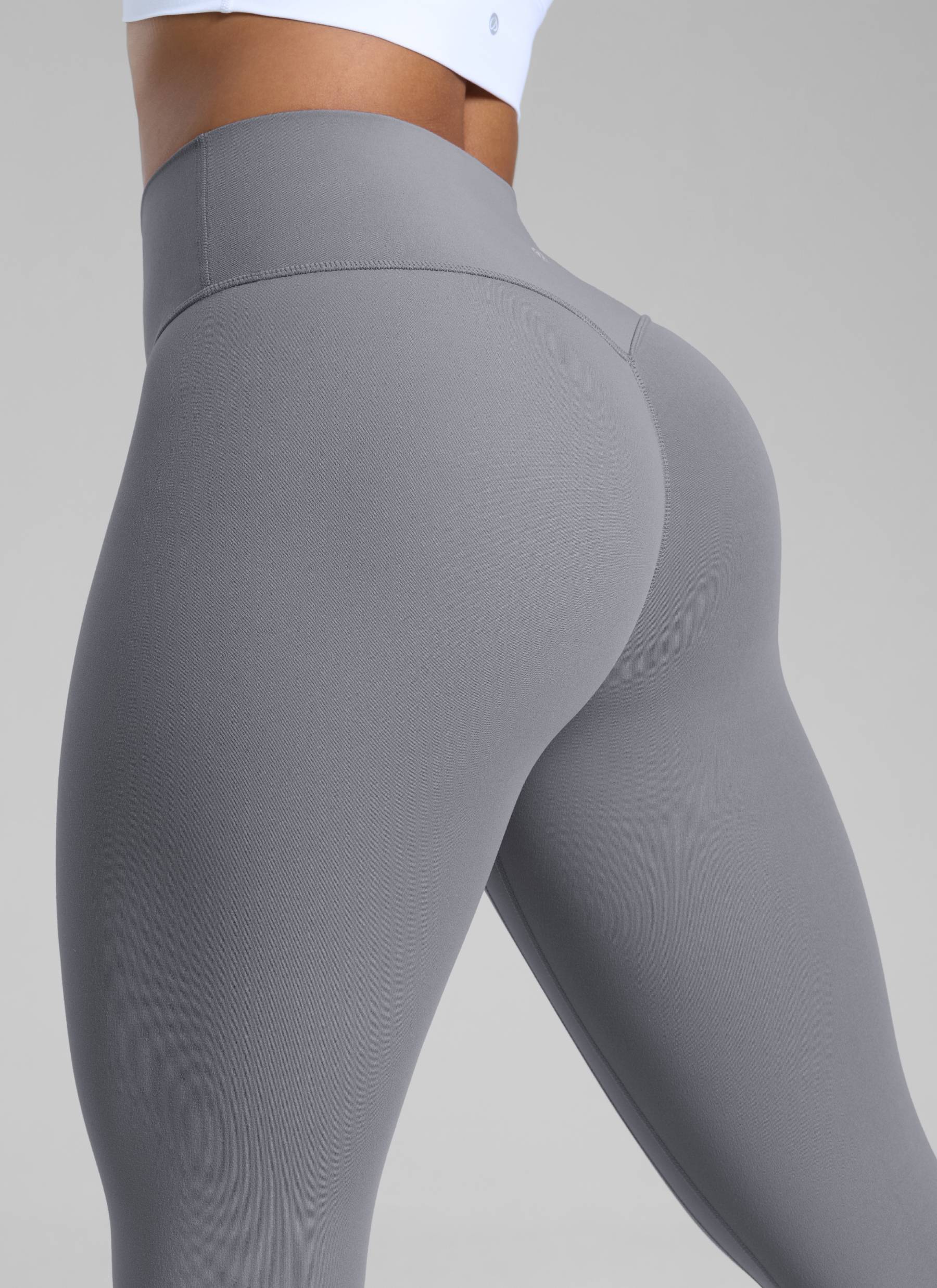CRZ YOGA Дамски клин с висока талия Butterlift Scrunch Butt Legging без преден шев Solar Grey