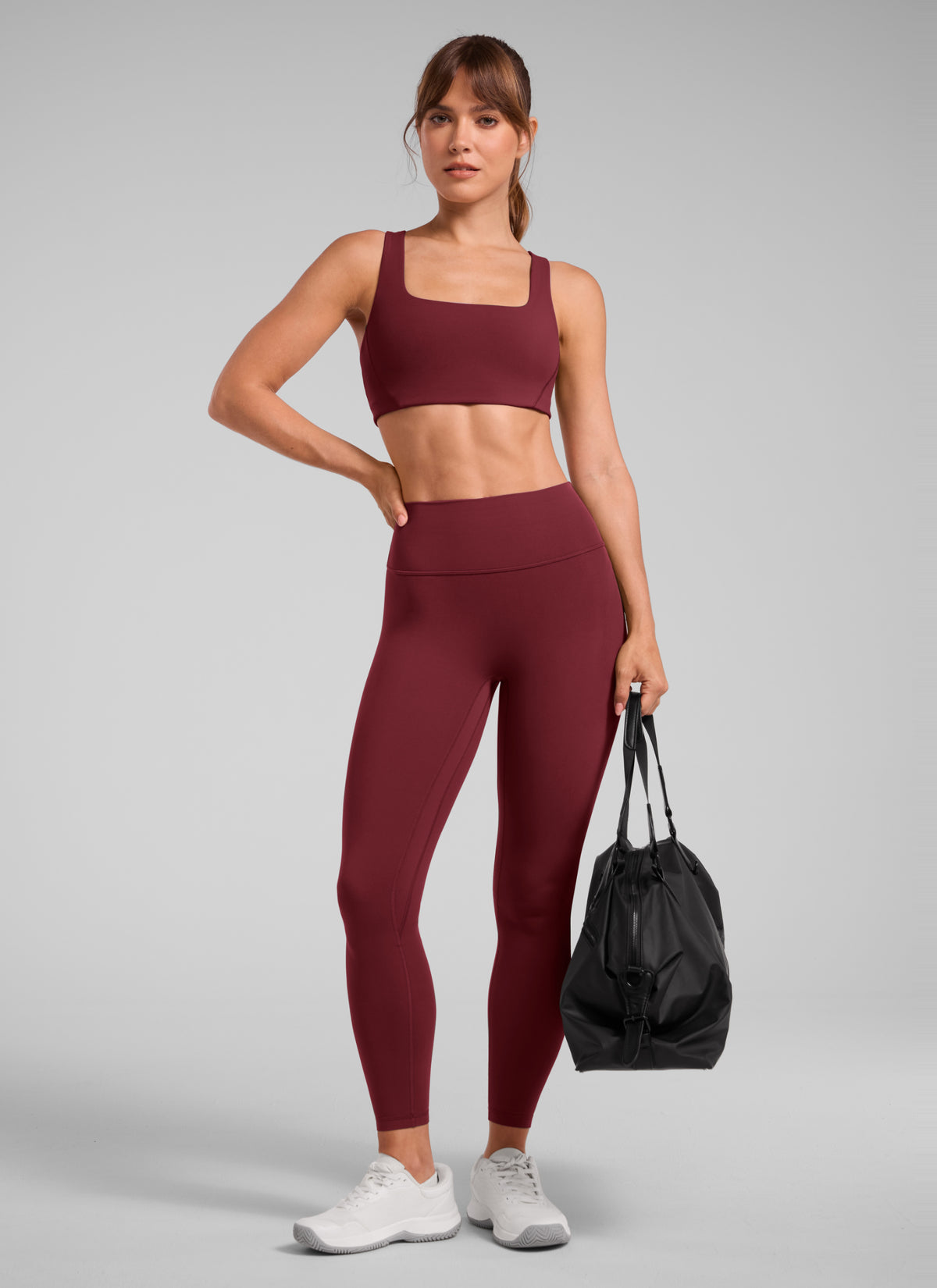 CRZ YOGA Naisten Butterlift-korkeavyötäröiset scrunch butt -treenitrikoot ilman etusaumaa Burgundy Bay @model_info:Q1