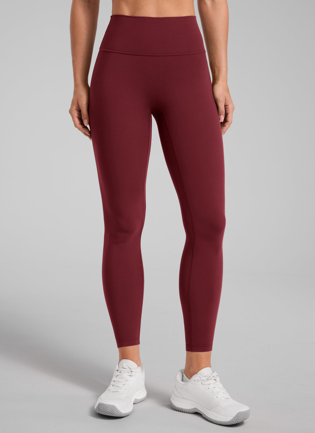 CRZ YOGA Women Butterlift High Rise Scrunch Butt Legging No Front Seam Burgundy Bay @model_info:S2