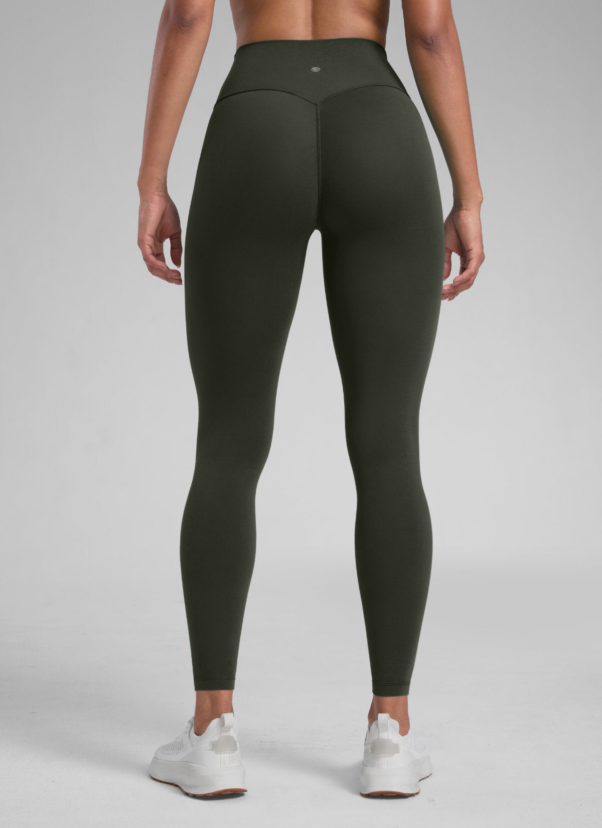 CRZ YOGA Träningsleggings Secretsculpt™ utan söm fram för dam 71 cm, olivgrön (Olive Green) @model_info:Barbara