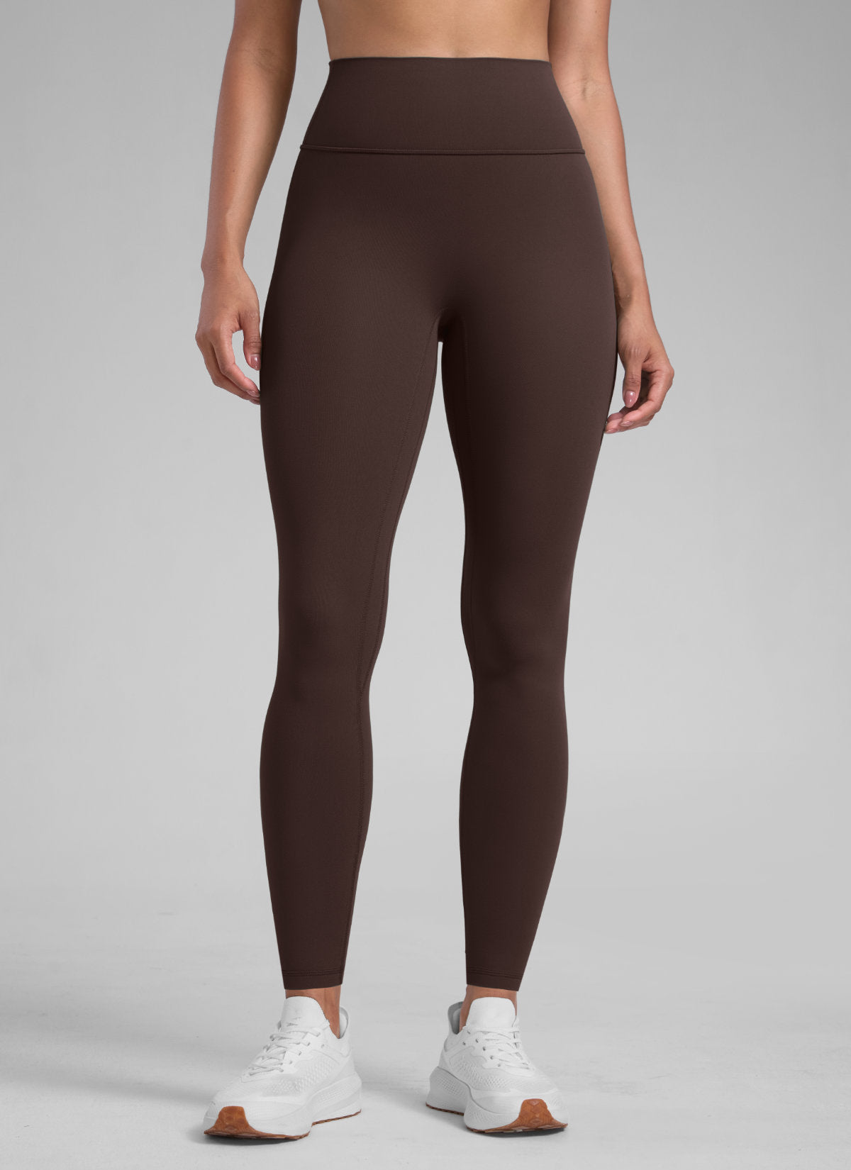 CRZ YOGA Träningsleggings Secretsculpt™ utan söm fram för dam 71 cm, varm chokladbrun (Hot Fudge Brown) @model_info:Barbara