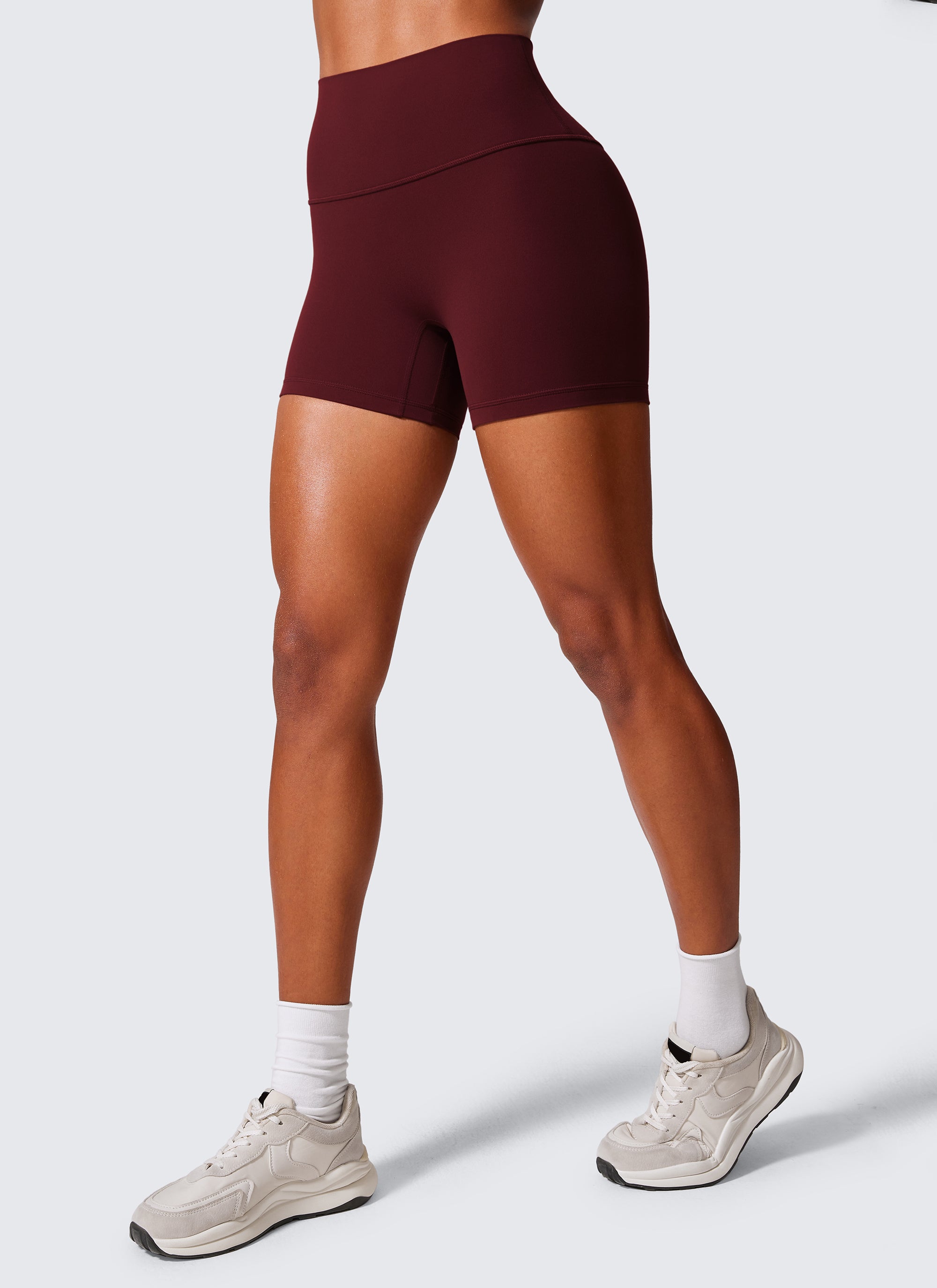 CRZ YOGA Womens Butterlift Scrunch Butt Atheletic Workout Biker Shorts Red Merlot