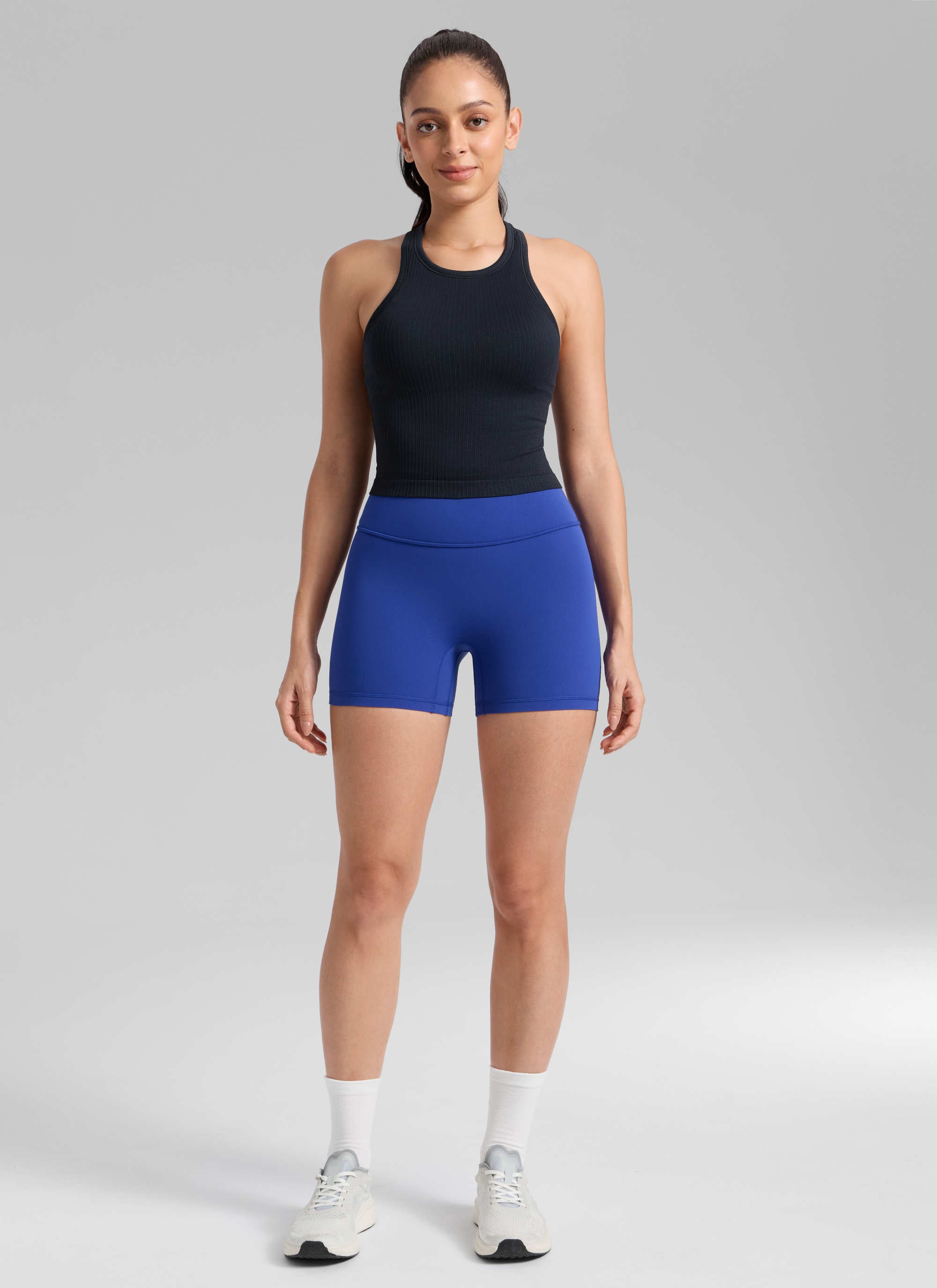 CRZ YOGA Dames Butterlift Scrunch Butt Atletische Workout Biker Shorts Waves Blauw