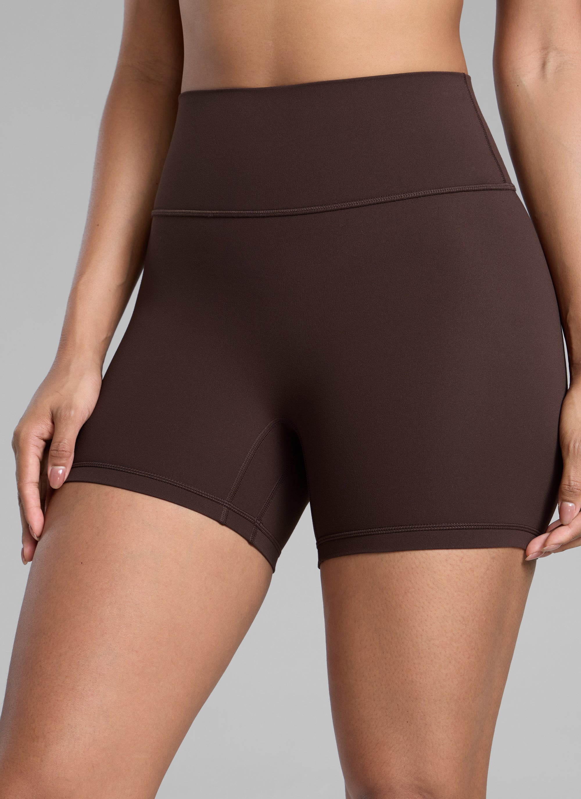 CRZ YOGA Womens Butterlift Scrunch Butt Atheletic Workout Biker Shorts Hot Fudge Brown @model_info:Barbara