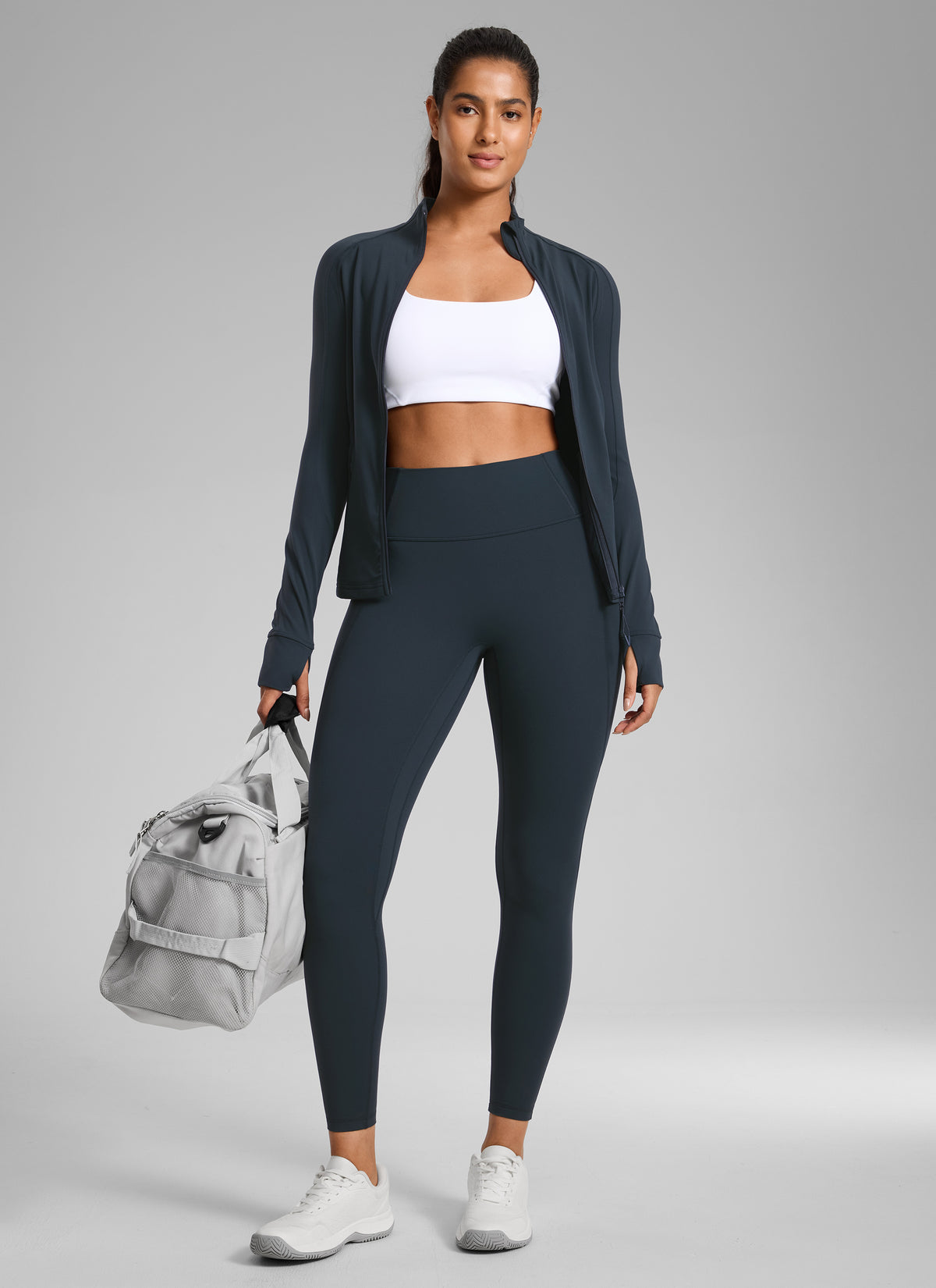 CRZ YOGA Naisten Butterlift-Korkeavyötäröiset Leggingsit Taskuilla ja Ilman Etusaumaa, True Navy @model_info:C