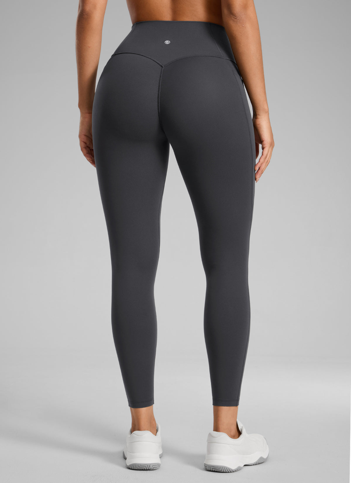 CRZ YOGA Naisten Butterlift korkeavyötäröiset ja saumattomat taskuleggingsit ilman etusaumaa, Salaperäinen harmaa