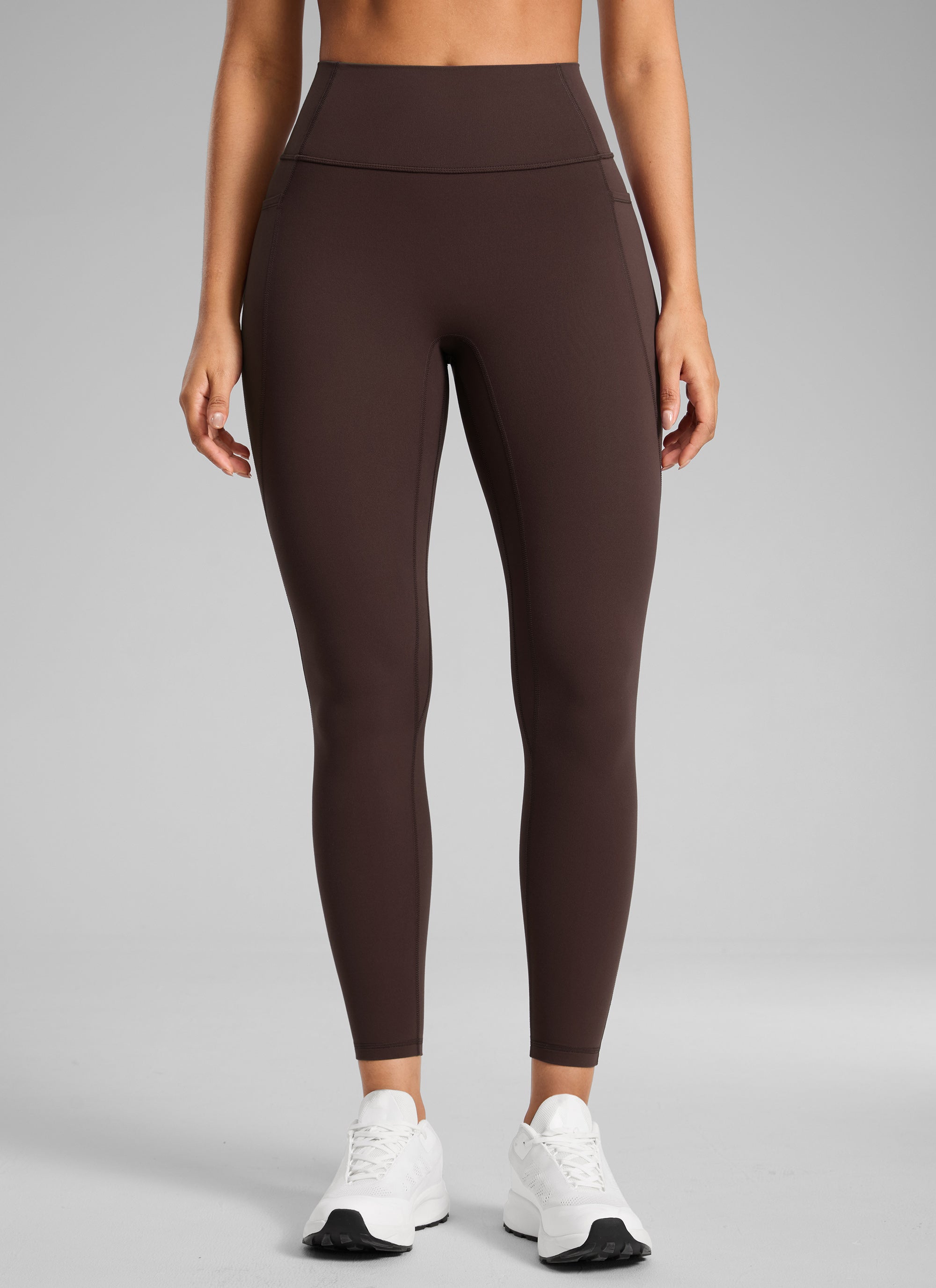 CRZ YOGA Дамски клин с висока талия Butterlift, без преден шев и с джобове Hot Fudge Brown