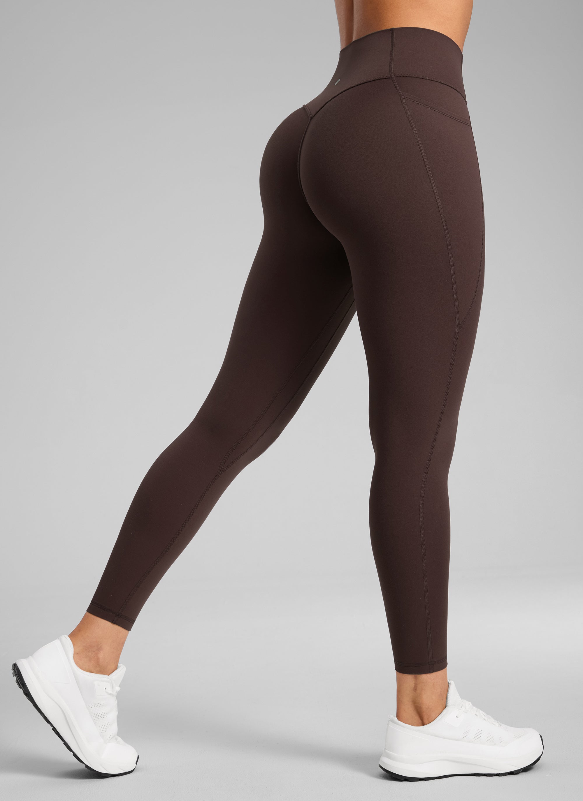 CRZ YOGA Dam Butterlift Högmid Pockets Leggings utan främre söm Hot Fudge Brown @model_info:C