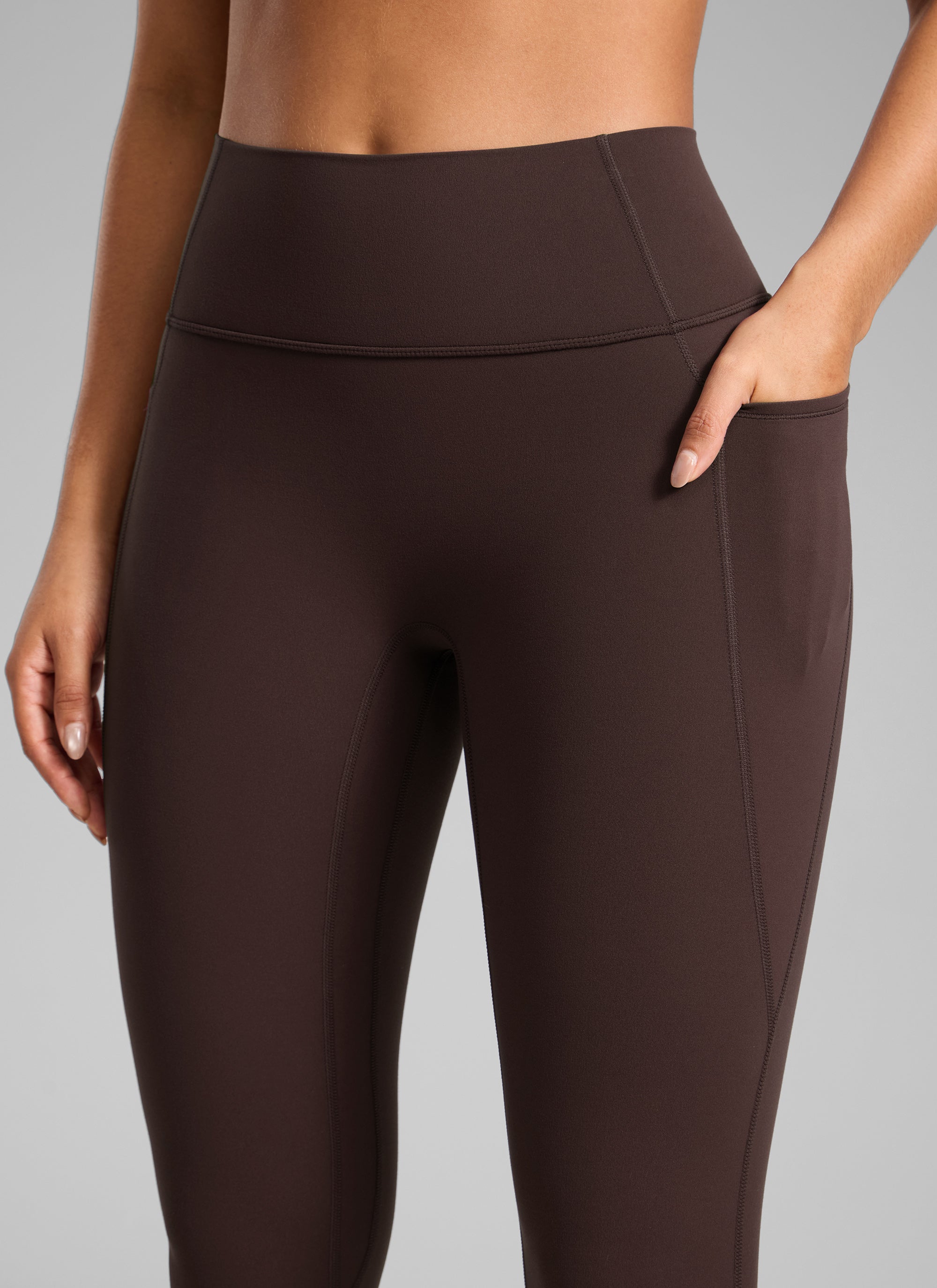 CRZ YOGA Dam Butterlift Högmid Pockets Leggings utan främre söm Hot Fudge Brown @model_info:C