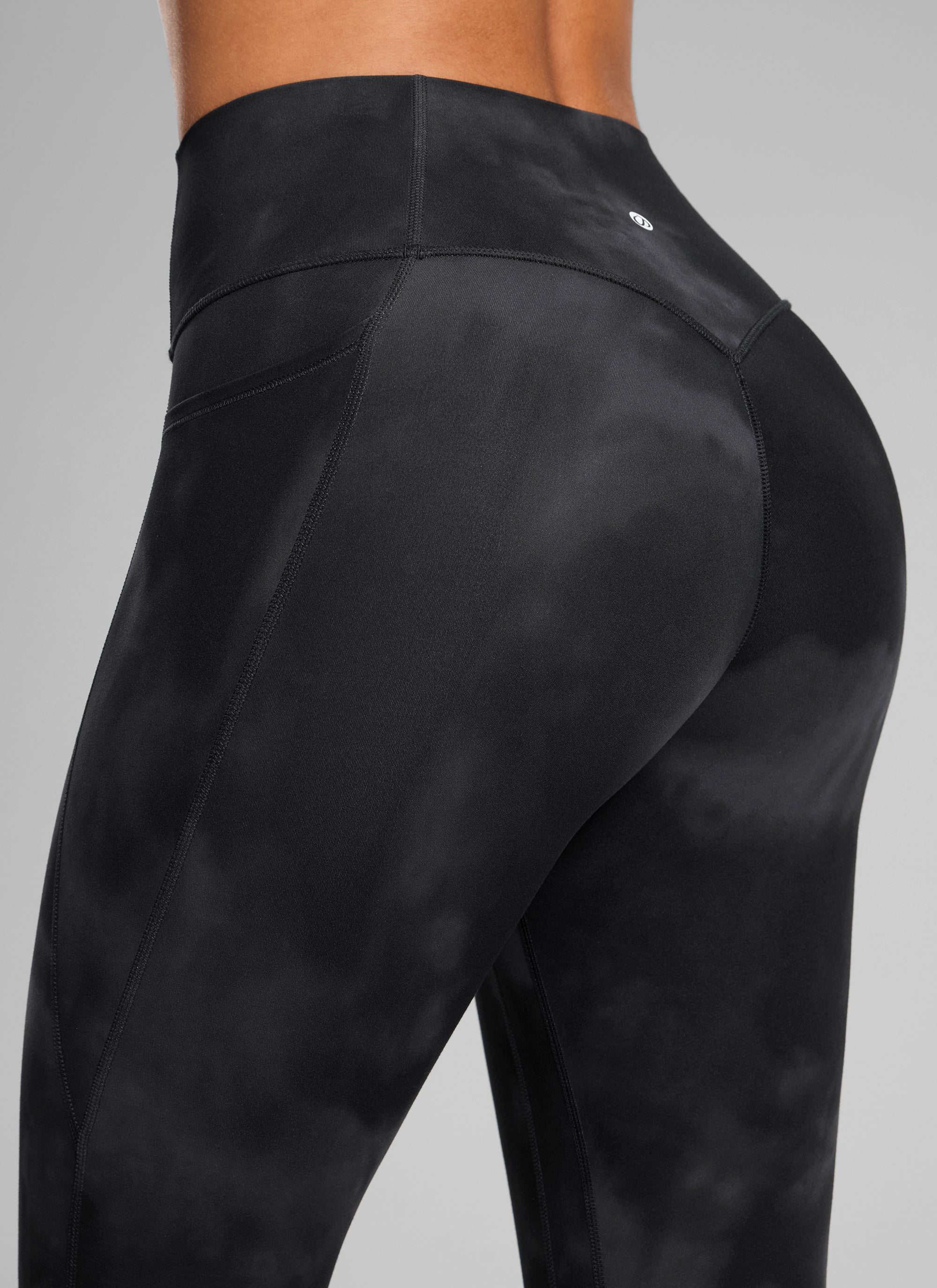 CRZ YOGA Dam Butterlift Högmid Pockets Leggings utan främre söm Black Tie Dye Flowers @model_info:C