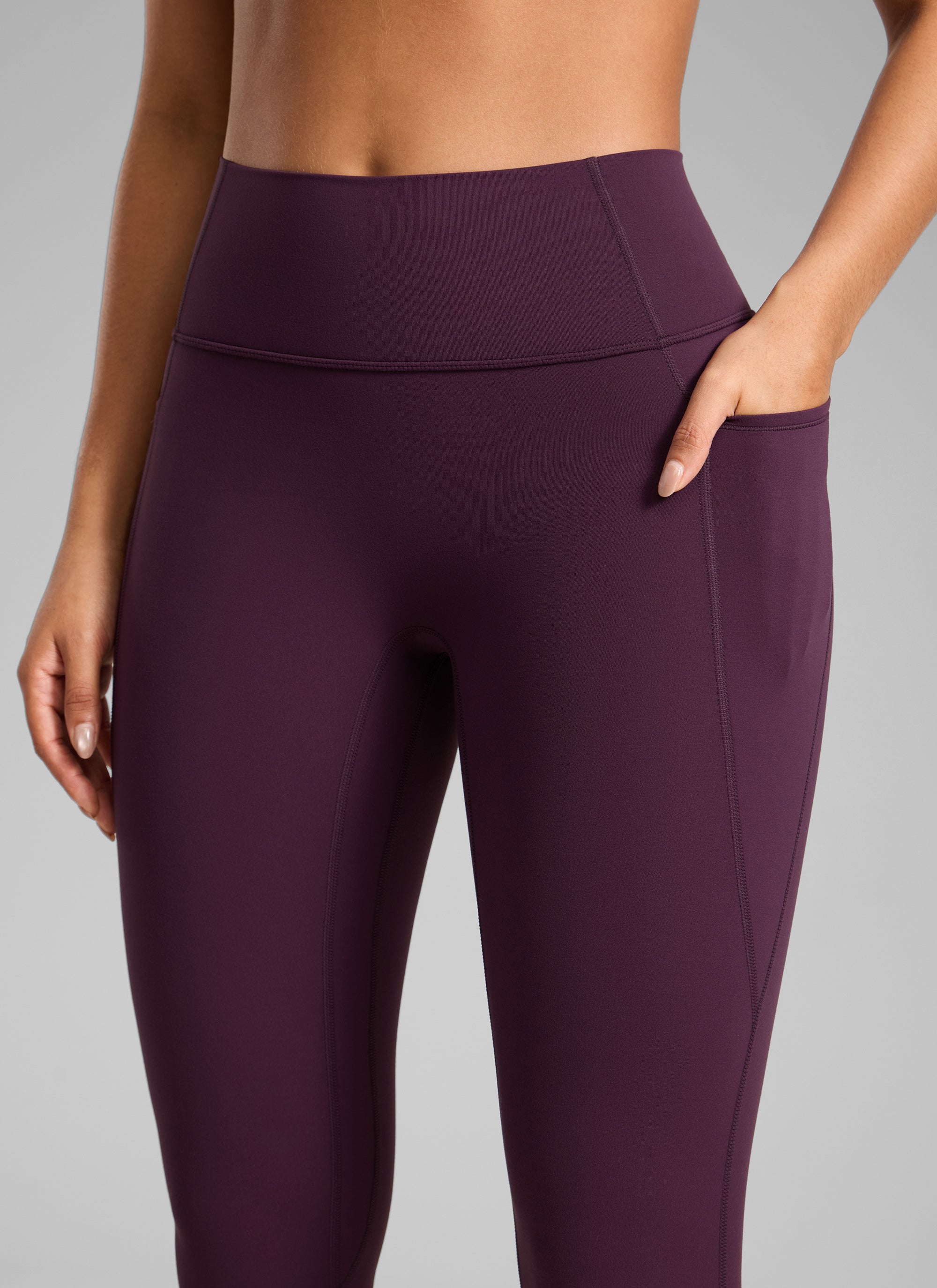 CRZ YOGA Дамски клин с висока талия Butterlift, без преден шев и с джобове Deep Purple