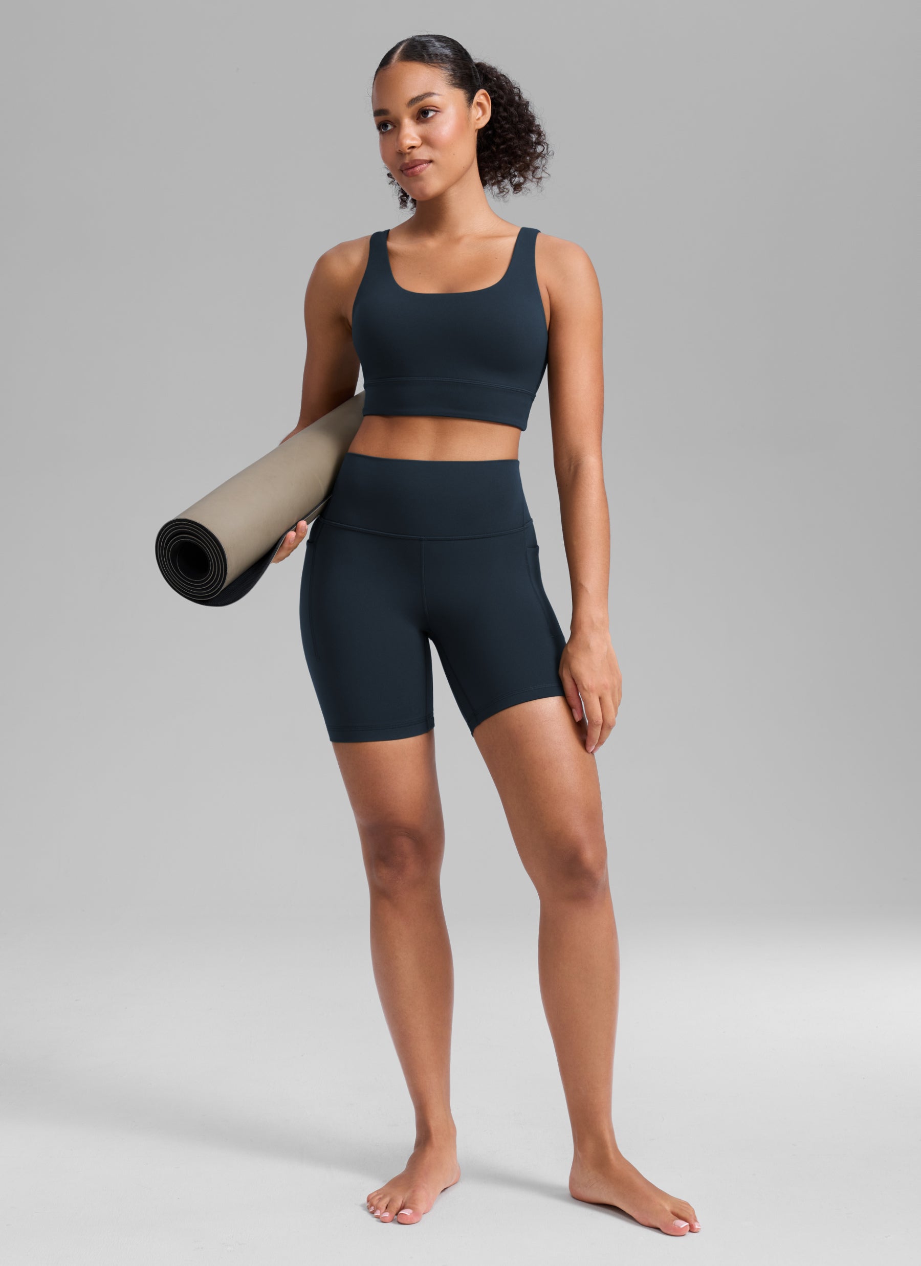 CRZ YOGA Pantaloncini da biker sportivi a vita alta da donna Butterlift con tasca 15 cm