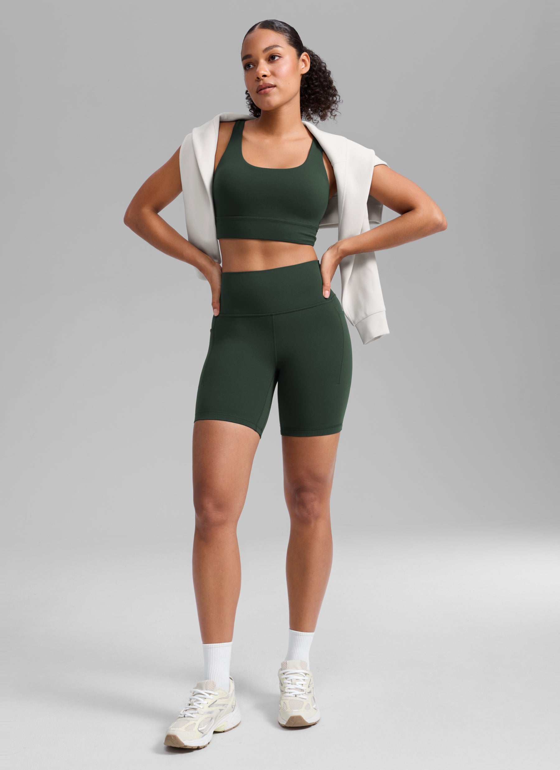 CRZ YOGA Naisten Butterlift Workout Pocket -pyöräilyshortsit, korkea vyötärö, koko 6