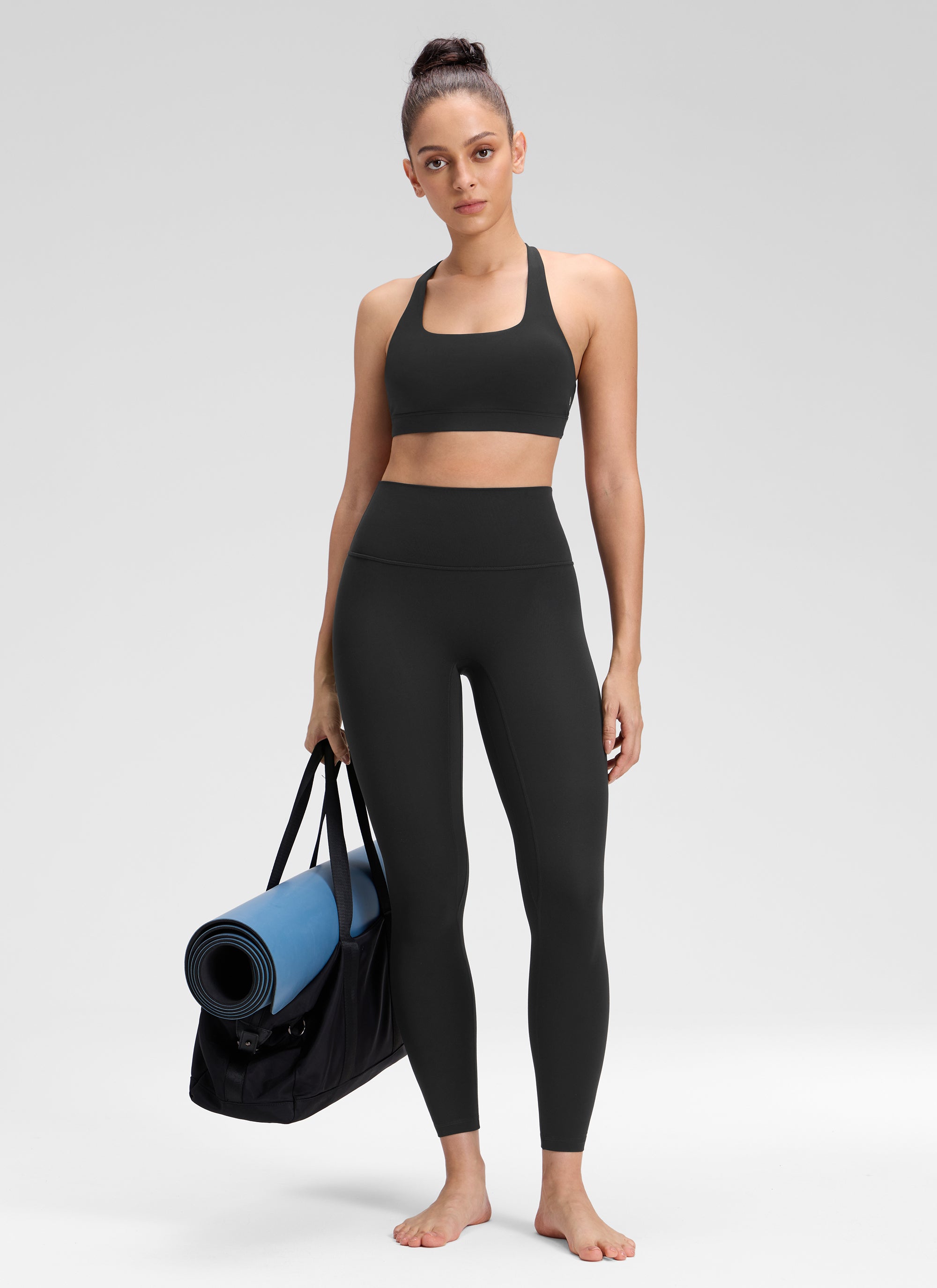 Dámske legíny na jogu CRZ YOGA Butterluxe s vysokým pásom a bez predného švu 64 cm Black