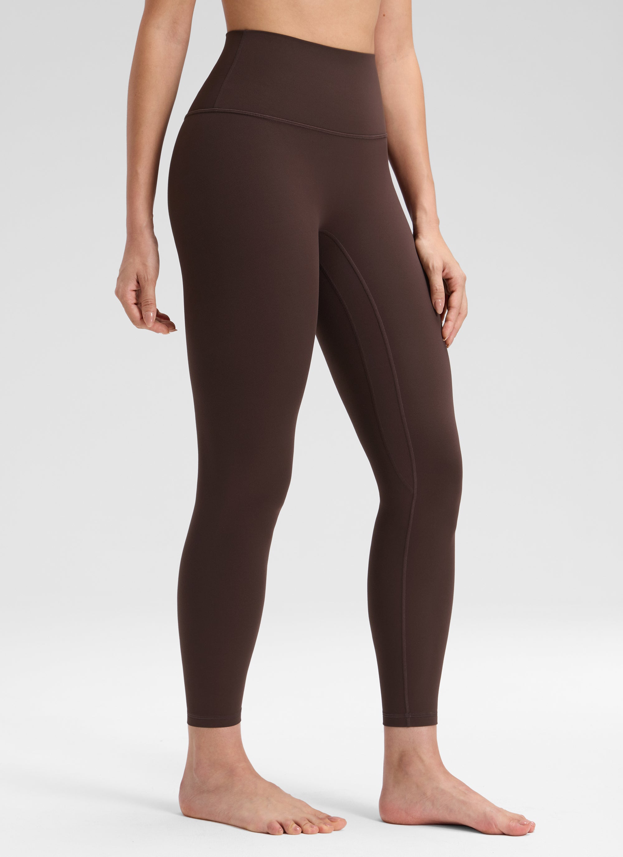 Dámske legíny na jogu CRZ YOGA Butterluxe s vysokým pásom a bez predného švu 64 cm Hot Fudge Brown