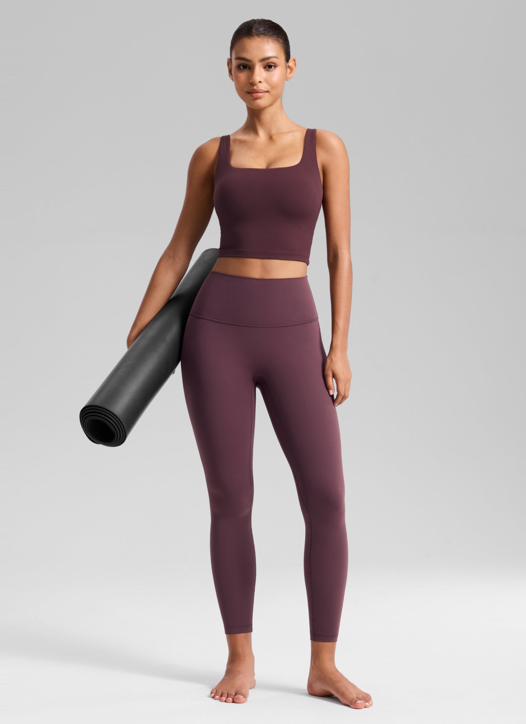 CRZ YOGA Naisten Butterluxe-joogahousut, korkea vyötärö, ilman etusaumaa, 25'', Plumbrown
