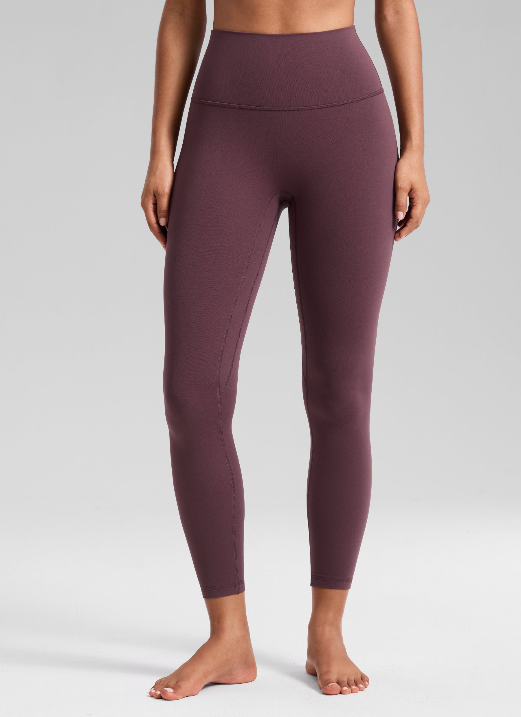 Dámske legíny na jogu CRZ YOGA Butterluxe s vysokým pásom a bez predného švu 64 cm Plumbrown