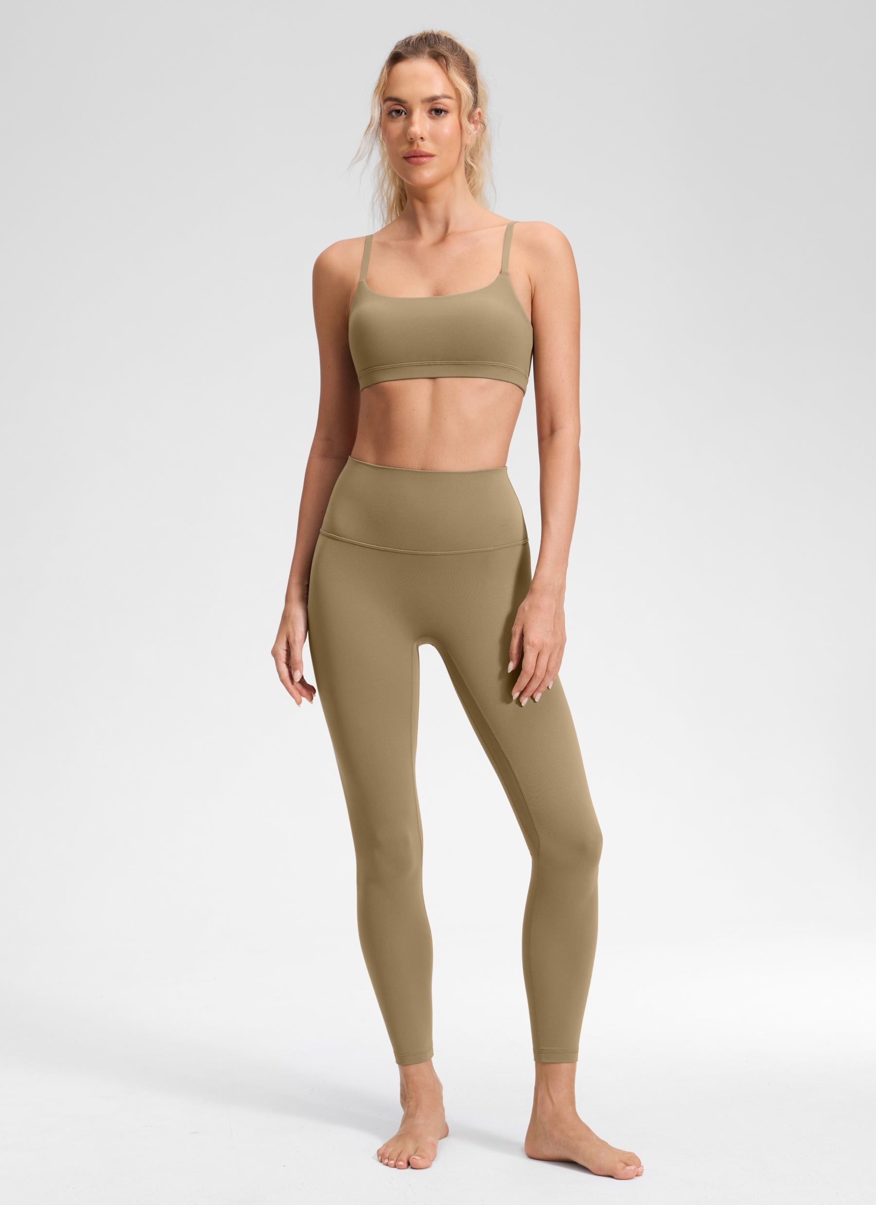 CRZ YOGA Dámske jógové legíny Butterluxe s vysokým pásom a bez predného šva 64 cm Soul Brown