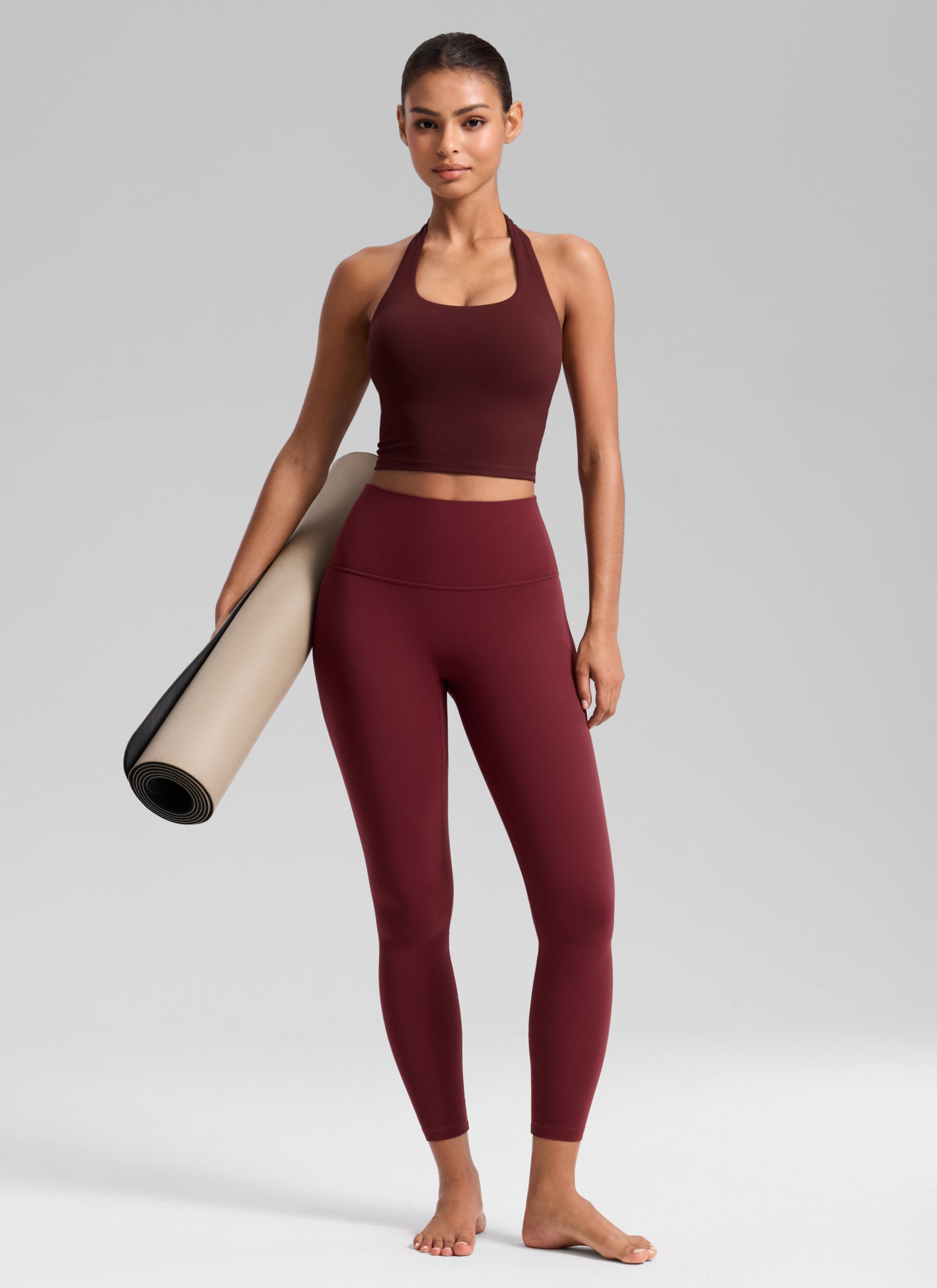 CRZ YOGA Dámske jógové legíny Butterluxe s vysokým pásom a bez predného šva 64 cm Burgundy Bay