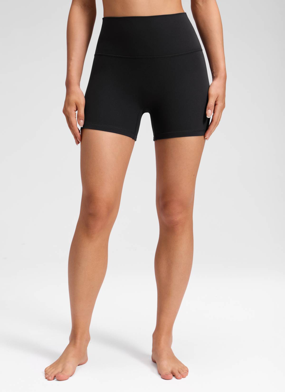Pantalones cortos de yoga de tiro alto sin costura frontal Butterluxe para mujer CRZ YOGA de 10 cm, color Negro