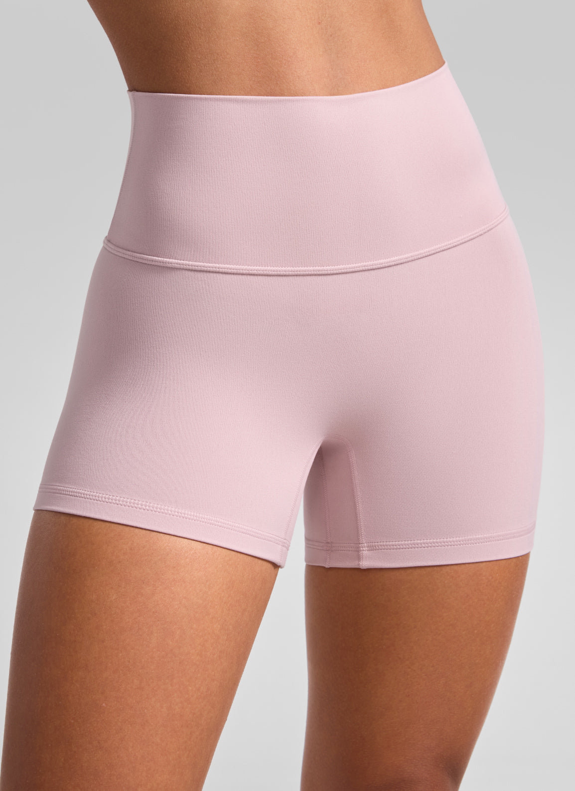 Pantalones cortos de yoga de tiro alto sin costura frontal Butterluxe para mujer CRZ YOGA de 10 cm, color Pink Haze
