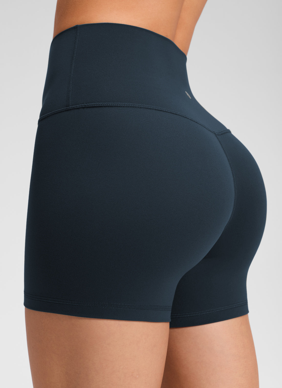 Pantalones cortos de yoga de tiro alto sin costura frontal Butterluxe para mujer CRZ YOGA de 10 cm, color True Navy